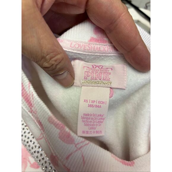 Love Shack Fancy for PINK Victorias Secret Floral Rhinestone Sweatshirt in White - Picture 6 of 7